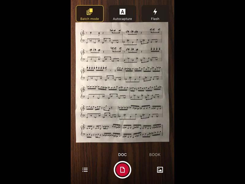 Screenshot of ABBYY app about to take a photo of a document